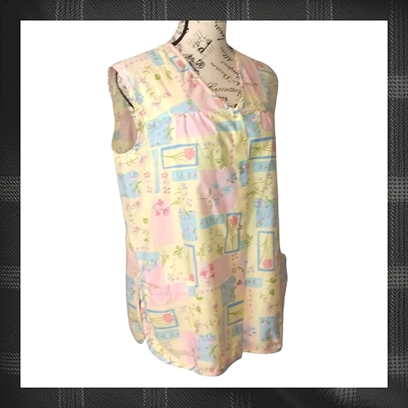 Vintage Moon Dance Sleeveless Button Down Pastel Top Size Lg - Picture 3 of 7